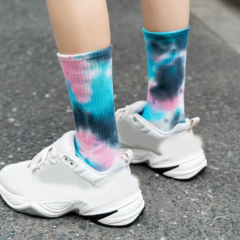 

Hot fashion men and women socks cotton Colorful Psychedelic Graffiti Tie dyeing funny Skateboard cute Harajuku Hiphop tube socks