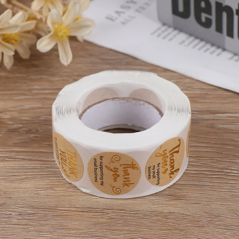 500 шт. спасибо за поддержку моего бизнес крафт-наклейки с золотым Фольга круглые