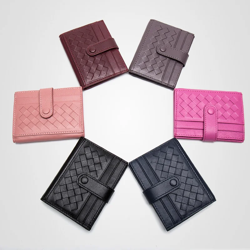 

Card Holder Women And Men Sheepskin Genuine Leather Wallet Ultra-thin Fold Unisex Credit ID Business Bank Purse Hand made