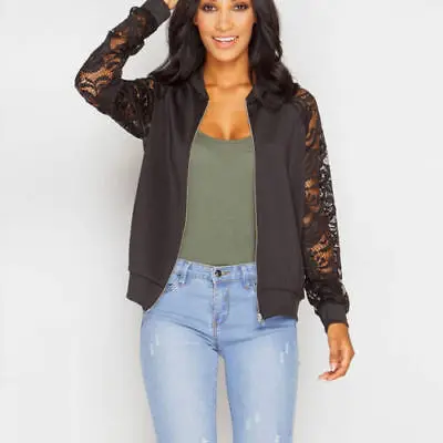 Модная женская Стильная однотонная кружевная строчка с длинным рукавом