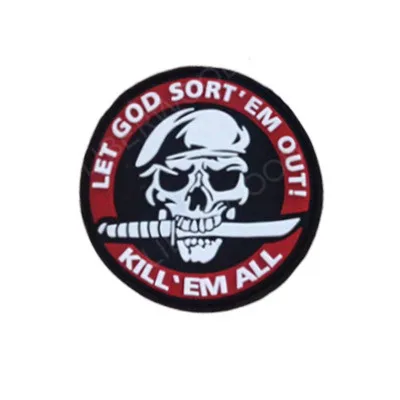 LET GOD RED 8 cm Morale Patches No Knife No Life SKULL PVC 3D Military Tactical Patch badge applique EMBLEM - Цвет: LET GOD RED 8 cm