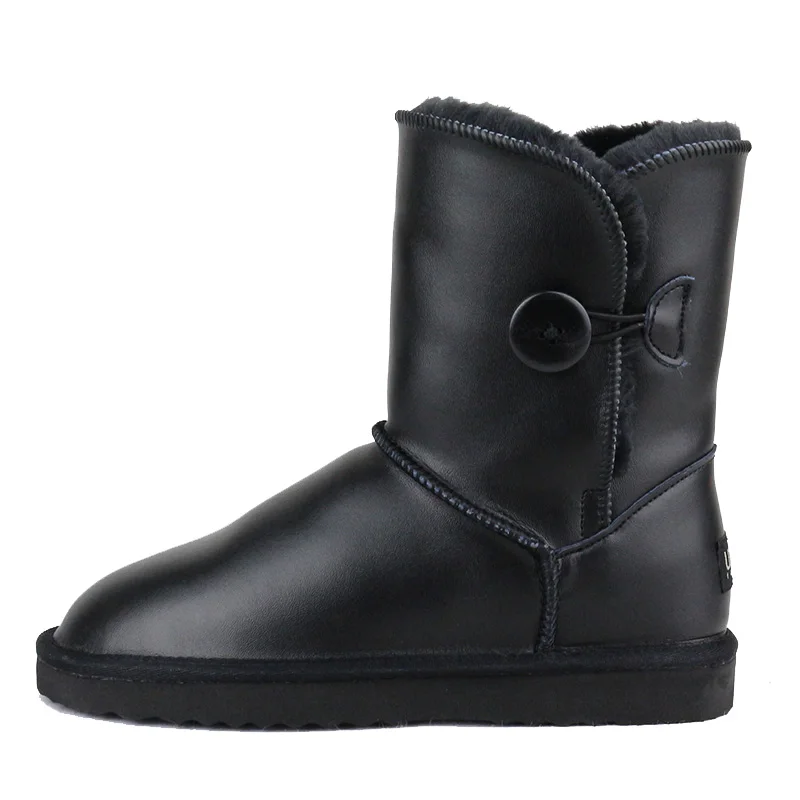 Теплые ботинки из натуральной яловой кожи Модные водонепроницаемые теплые