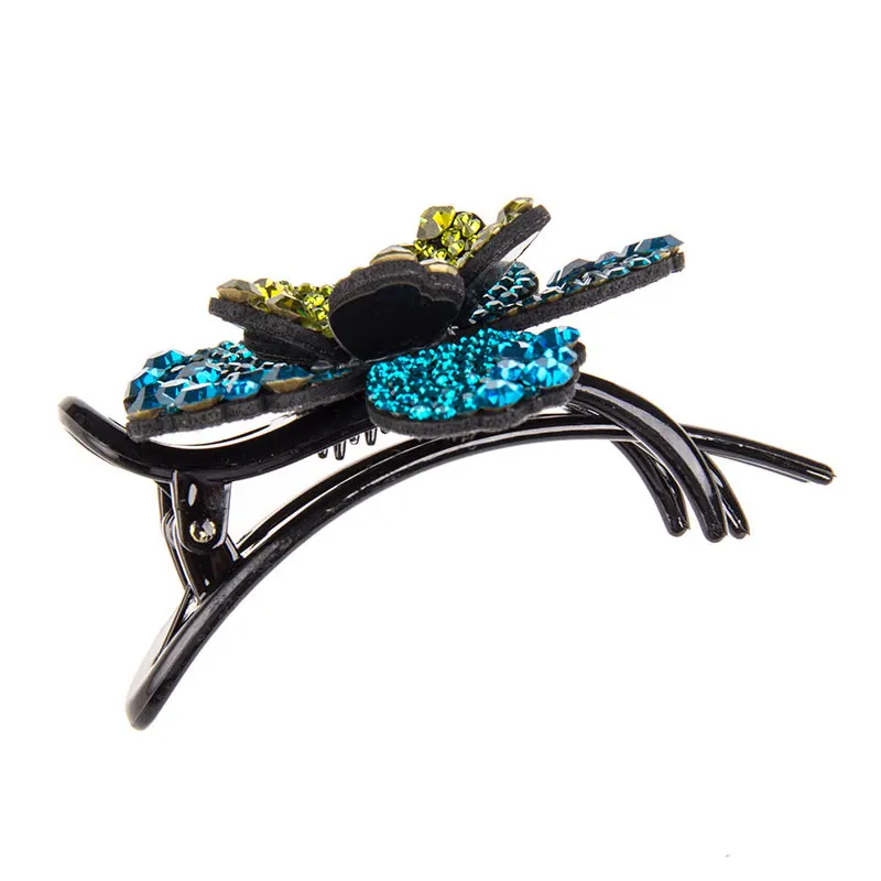 

Rhinestone Flower Hair Clip Petal Shape Hairpin Non-Slip Duckbill Clip Barrette Comb Headdress For Women Decor d88