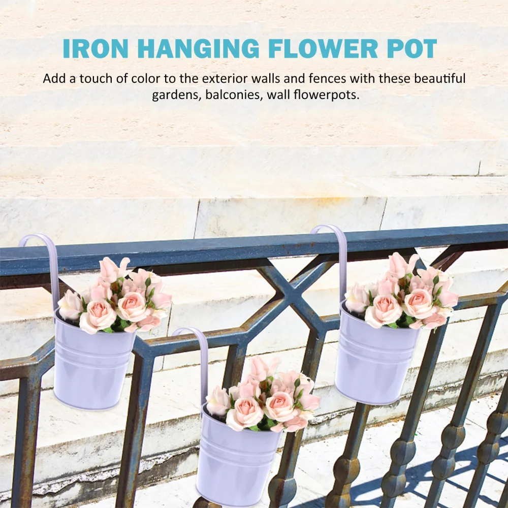 

6PCS Metal Iron Bucket Planter Home Decoration Flower Holder with Hook