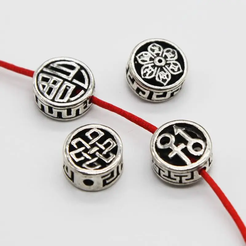 Круглые бусины серебристого цвета в античном стиле 10 шт./лот ib8245 | Украшения и