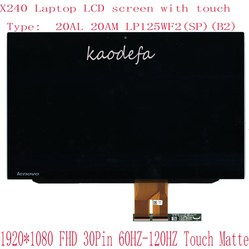 ЖК-дисплей X240 в сборе для ноутбука Thinkpad X240 LP125WF2(SP)(B2) 20AL 20AM FRU 00NY400 04X5352 00HN748 FHD 30Pin с сенсорным матовым покрытием