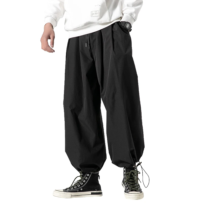 Pantalones bombachos con cordón para hombre, pantalón holgado de estilo japonés, pierna ancha, entrepierna, informal, nuevo diseño