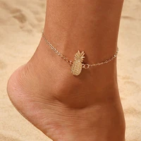 gold anklet chain cute charms pineapple fruit beach footwear anklet heels accessories boho anklet bracelet for teen girls