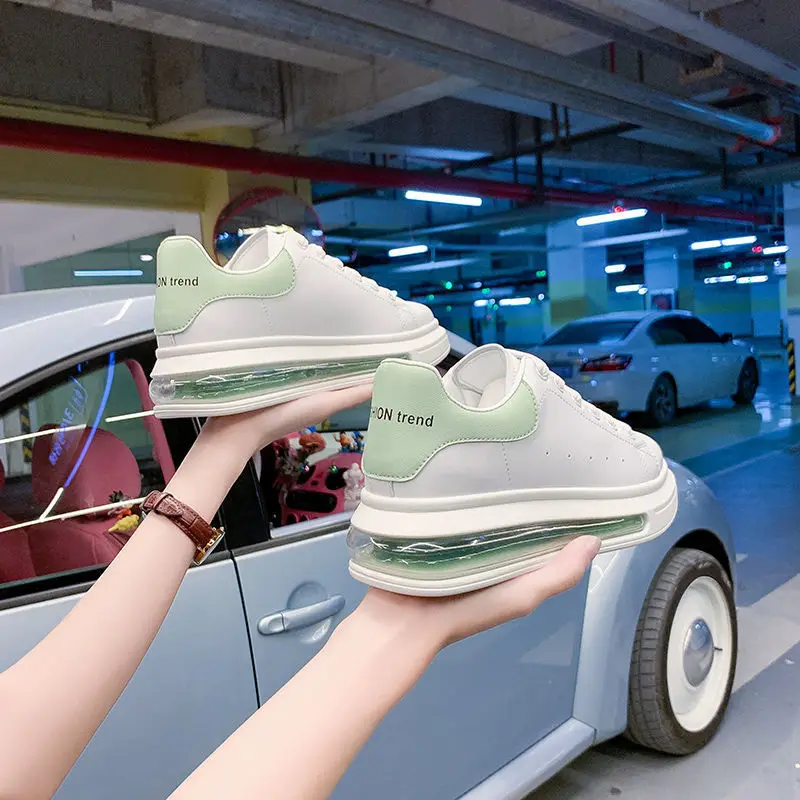 

McQueen White Shoes New Sports Shoes Female Students Korean Version Of All-Match Cushion Shoes Thick-Soled Increased Daddy Shoes