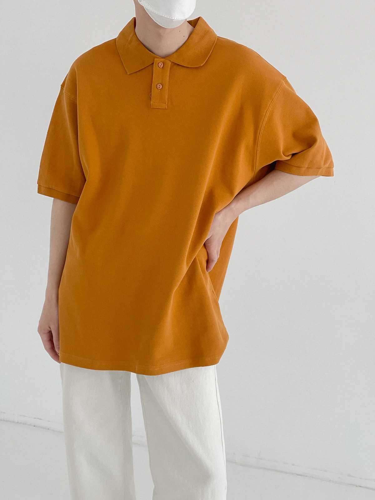 

IEFB Summer Polo Shirt Men's Short Sleeve Solid Color Loose Half Sleeve Lapel Blue Tee Tops Korean Fashion Casual Clothes 9Y7889