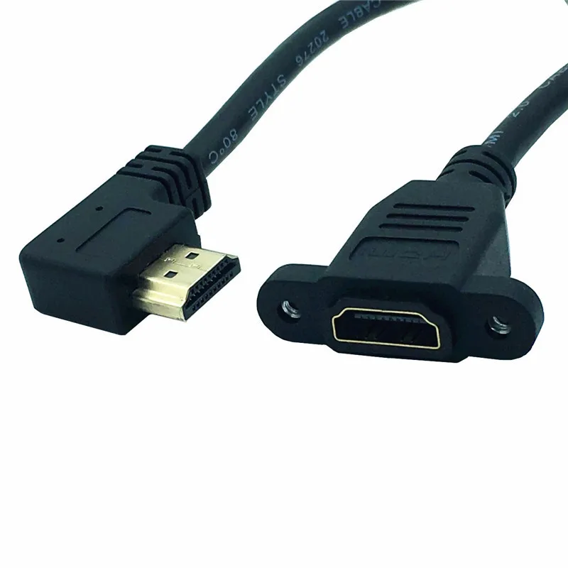 HDMI 2,0 кабель с г-образным штекером справа налево вверх вниз HDMI v2.0 мужчин и женщин Панельное крепление w/винт 4K* 2k 60Hz HD удлинитель 15 см