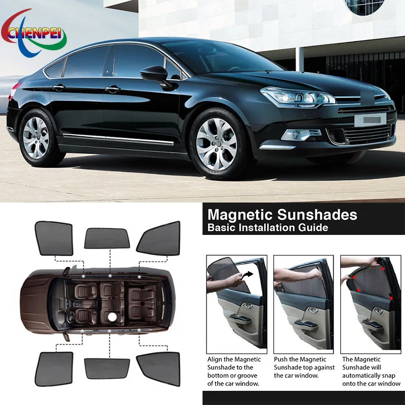 For Citroen C5 Car Full Side Windows Magnetic Sun Shade UV Protection Ray Blocking Mesh Visor Car Decoration Accessories