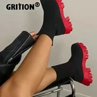 GRITION женские сапоги-чулки без шнуровки модная новинка 2021 легкие дышащие на платформе и Каблуке 35-43 мягкая мотоциклетная обувь сексуальная