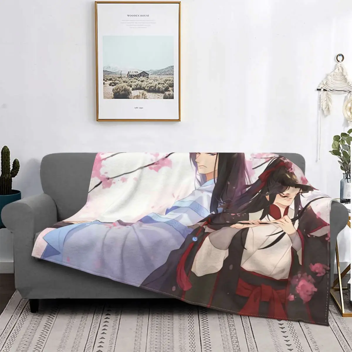 

Одеяло с аниме принтом Mo Dao Zu Shi, хлопковое дышащее фланелевое одеяло для спальни, дивана