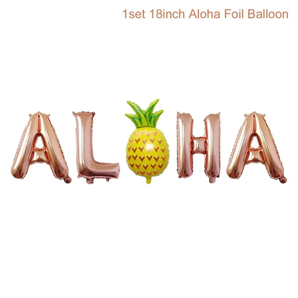 Rose Aloha Pineapple Гавайские Вечерние Декорации в виде фламинго Aloha Luau, летние тропические вечерние принадлежности в виде пальмовых листьев ананаса, Гавайские вечерние свадебные декорации на день рождения - Цвет: Rose Aloha Pineapple