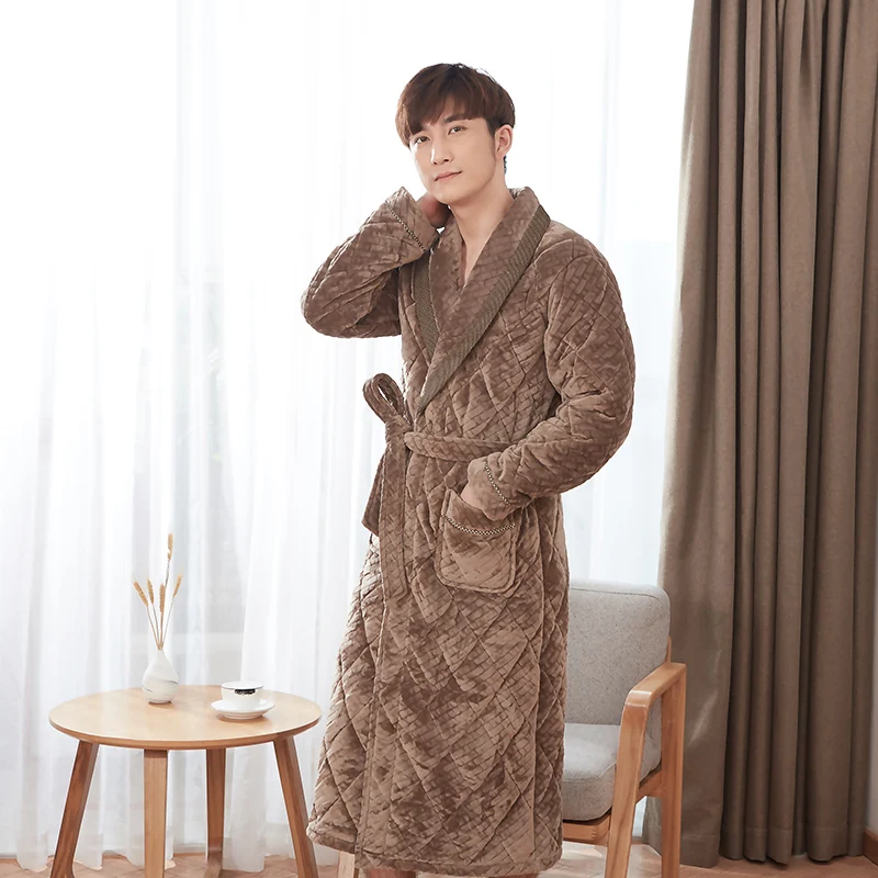 

Bath robe men bathroom robe men pajama thick long spa winter robe shower homewear coral fleece