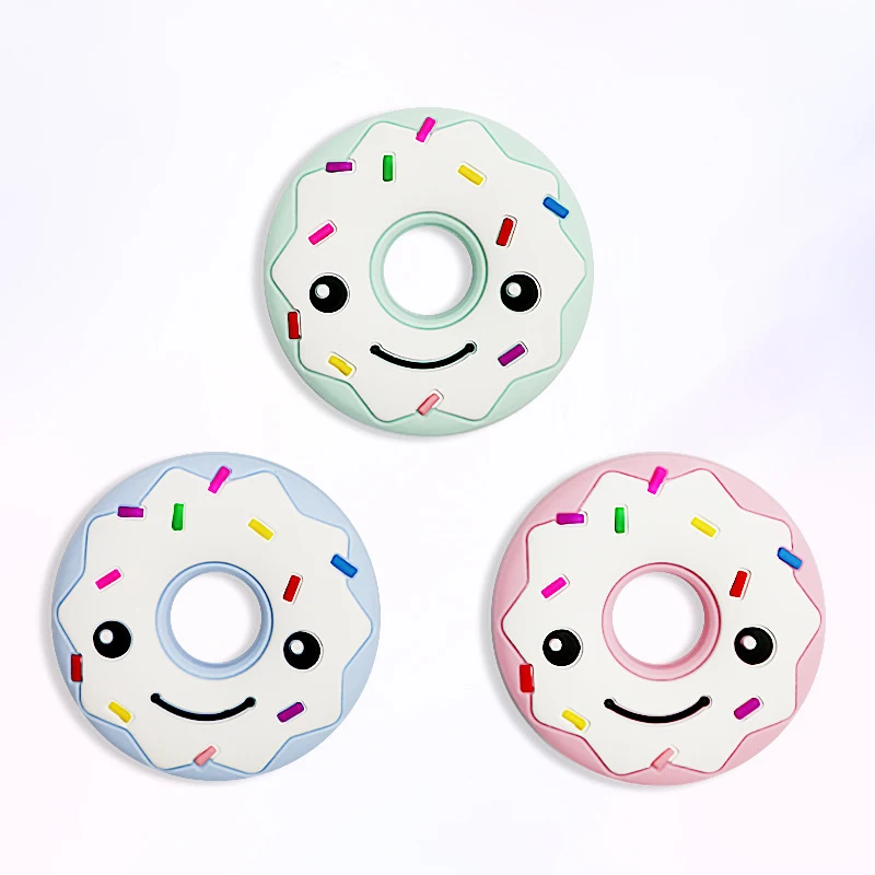 

Cartoon Delicious Donuts Baby Teethers Newborns Food Grade Silicone Teething Stick Safe BPA Free Toddler Training Chew Toy