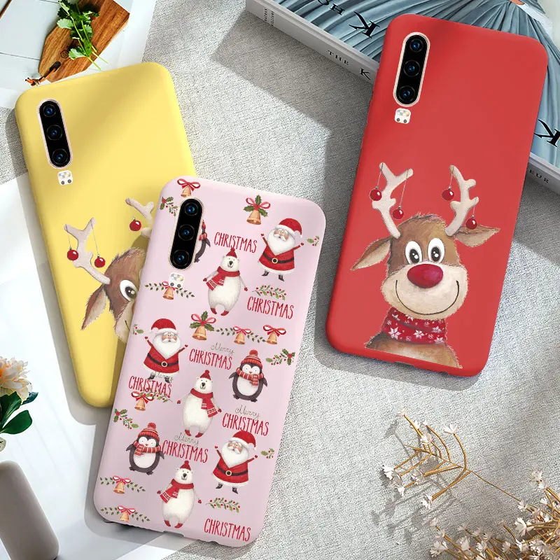 Рождественский чехол для телефона Huawei P30 PRO P40 Lite E P20 P10 P9 P Smart 2020 2019 2018 Z Plus Красный