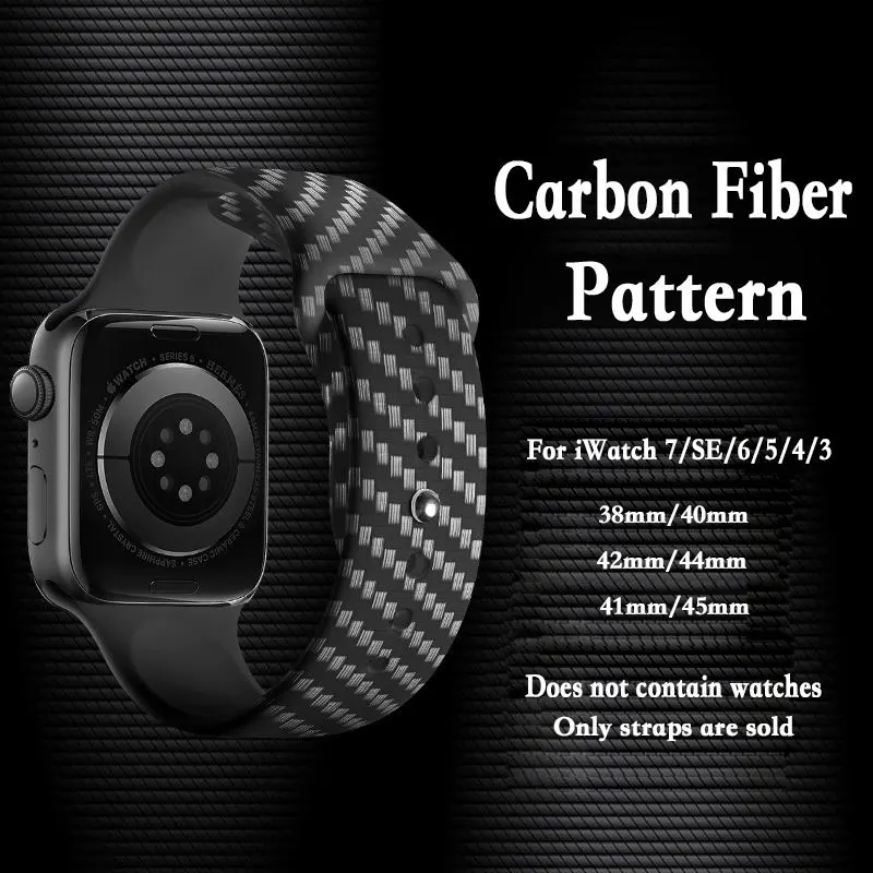

Ремешок из углеродного волокна для Apple Watch Band 44 мм 40 мм 38 мм 42 мм, сменный Браслет для iWatch 7 6 5 4 3 SE Generation, 45 мм