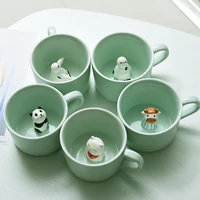 3d mug animal inside cup cartoon ceramics figurine teacup christmas birthday gift for kids women men coffee mug g10