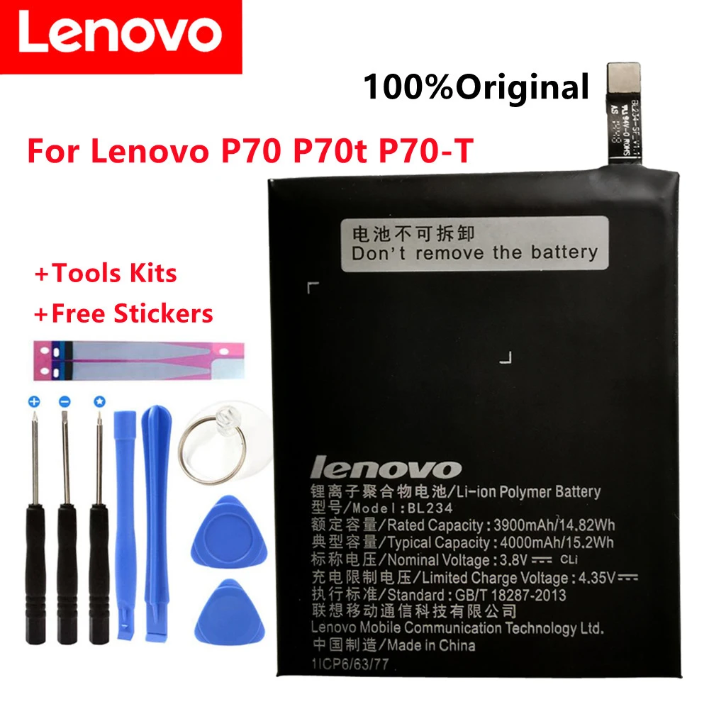 

The New 4000mAh BL234 battery With 3M Glue Sticker is Suitable For Lenovo A5000 Vibe P1M P1MA40 P70 P70t P70-T P70A P70-A+Tools