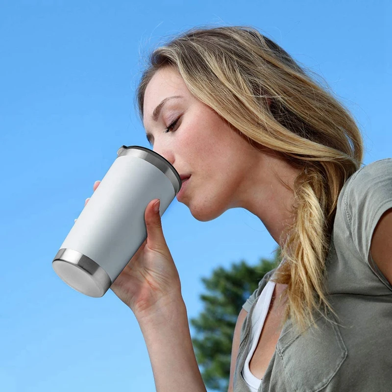 

New 20Oz Stainless Steel Tumbler with Lid, Reusable Metal Coffee Tumbler, Double Wall Vacuum Insulated Tumbler Drink Cup