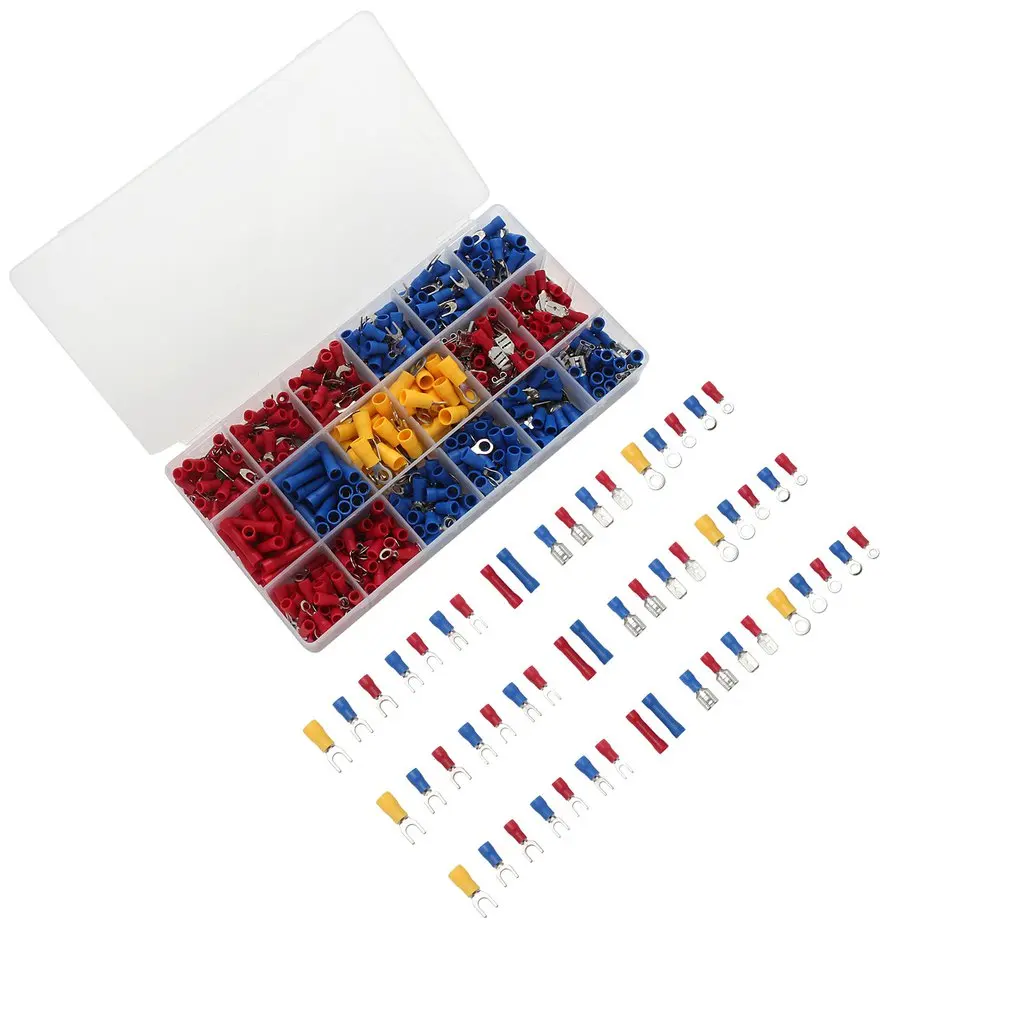 

520 Pcs Electrical Wire Terminals Assortment Set Insulated Crimp Connectors Spade Insulated Cord Pin End Terminal Kit