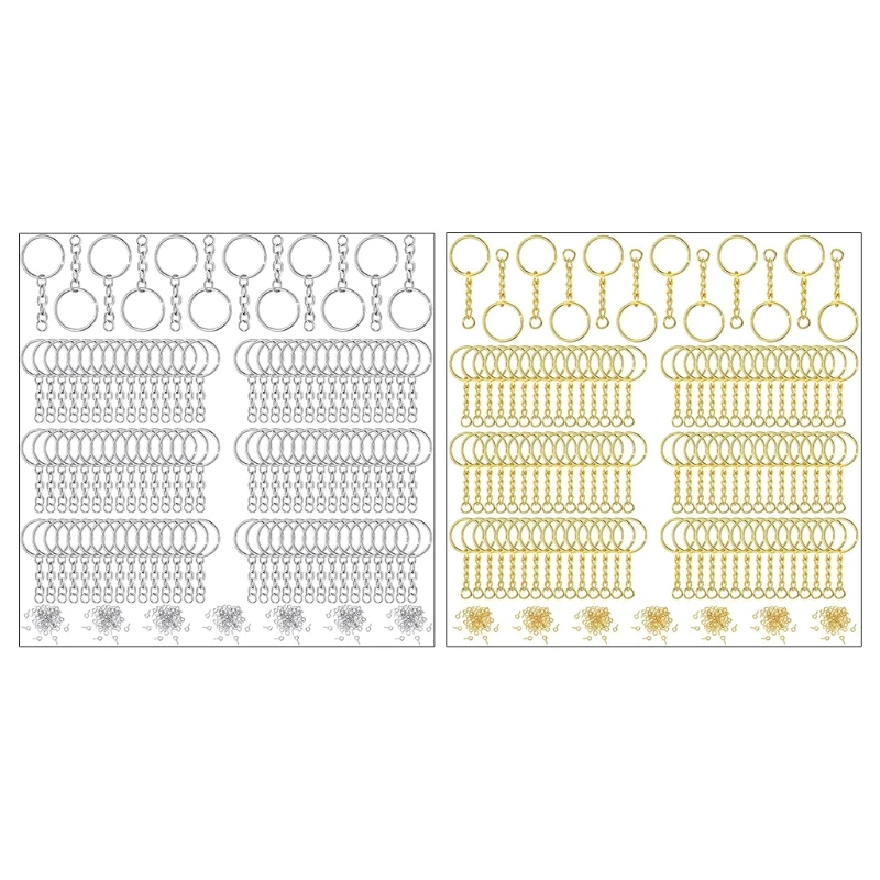 

U90E 360 Pcs Keychain Rings with Jump Rings Screw Eye Pins for Resin DIY Crafts Jewelry Making