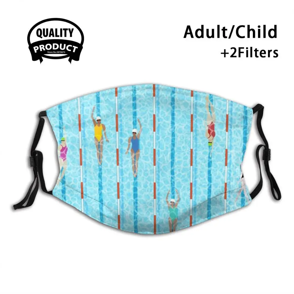 

Swimmers Reusable Mouth Mask Filter Cool Kawaii Funny Custom Design Masks Pool Summer Swimmers Racing Water Patio Backyard