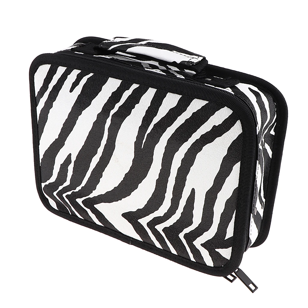 

Stylish Zebra-stripe Hairdresser Styling Tools Box Makeup Train Case Barber Travel Organizer Zipper Bag