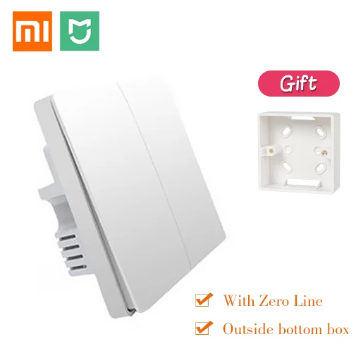 Бесплатный подарок Xiaomi Aqara, умный светильник с управлением пожарной проволокой, с нулевой линией, двойной одноклавишный настенный выключатель ZiGBee, 2 версии, Mijia, приложение для управления - Цвет: Double outside