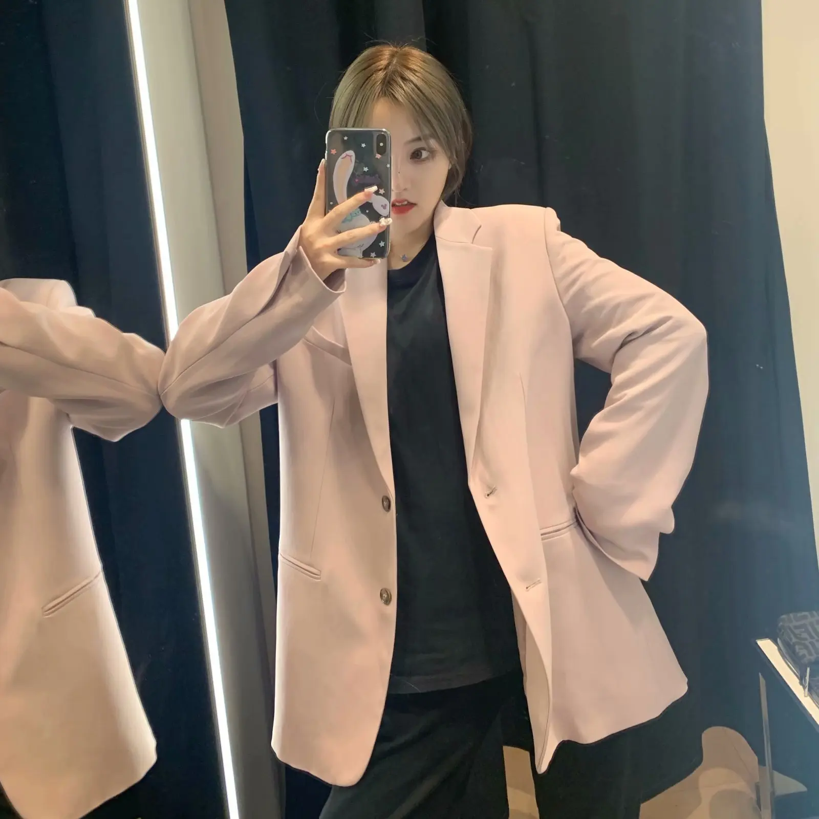 

Bag decorated straight suit jacket