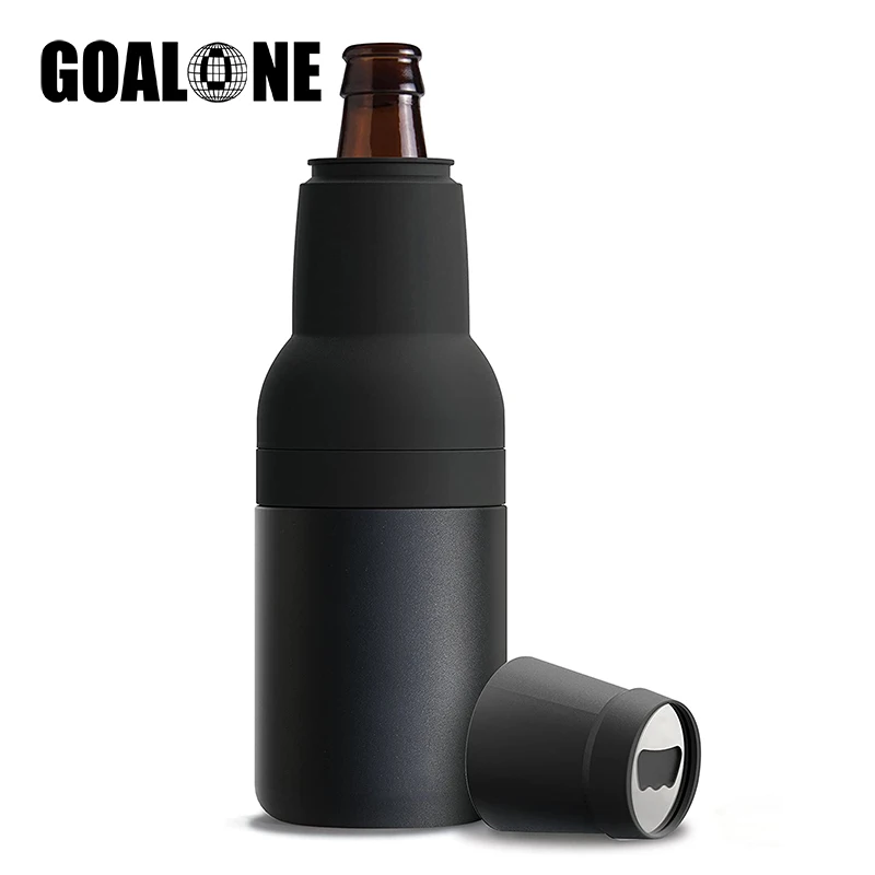 

GOALONE 2 in 1 Beer Can Vacuum Insulated Double Walled Stainless Steel Beer Bottle Holder with Beer Opener BPA Free Beer Cooler