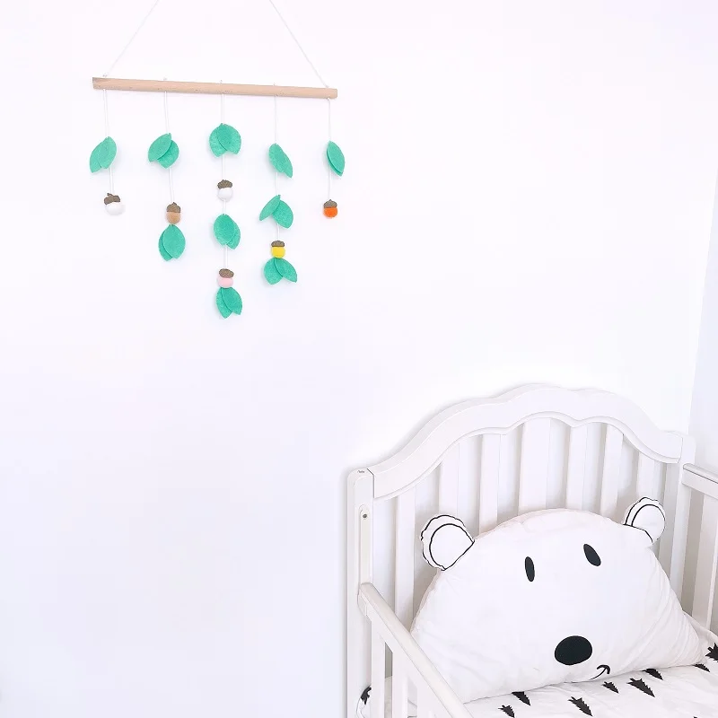 

Nordic Style Wooden Stick Felt Pine Cone Wall Hanging Ornaments Baby Children Bedroom Decorations Nursery Home Decor Photo Props