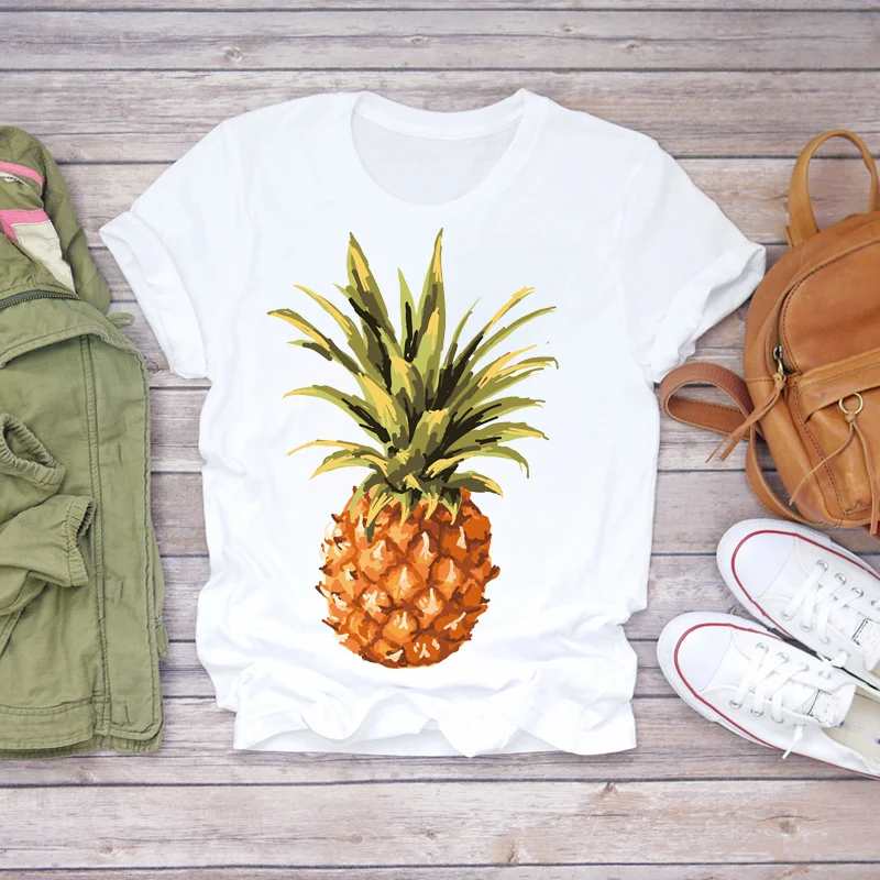 

Women 2020 Summer Pineapple Watercolor Painting 90s Fruit Camisas Shirt Ladies Womens T-shirts Top T Graphic Female Tee T-Shirt