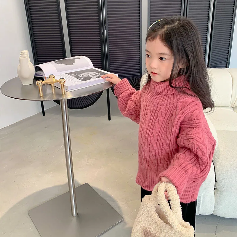Korean Sweater Tops Baby Girls Knitting Sweaters New Autumn Winter Casual Solid Color Clothes Children's Warm Kids Clothing | Детская