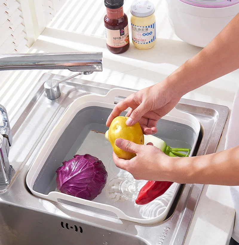 Складная раковина для дуршлага посуды фильтр слива фруктов корзина овощей