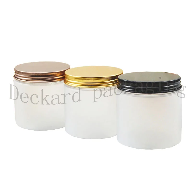 

20pcs 200g Matte Plastic Bottle Empty Cosmetic Jar Body Lotion Refillable Honey Cream Cookie Candy Frost Container gol cap