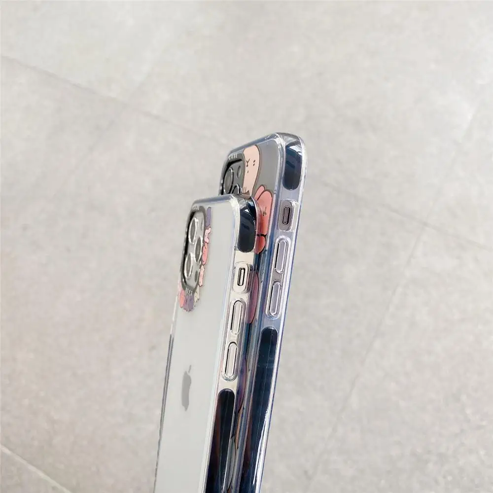 Прозрачные чехлы с милым мультяшным котом для iPhone 12 Pro Max 11 XR XS 7 8 Plus силиконовый