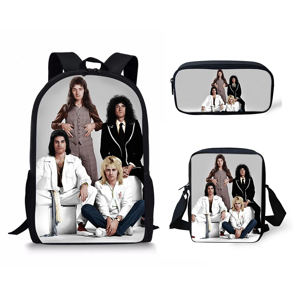 HaoYun 3Pcs/set Students Bookbag Queen Band Bohemian Rhapsody Printing Kids Custom Children School Bags Large Shoulder Backpack