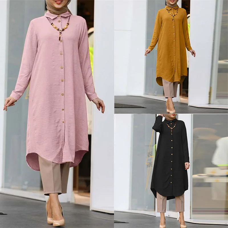 

Fashion Muslim Dress for Women Dubai Abaya Cotton Loose Casual Modest Dresses Full Sleeve Ladies Streetwear Islam Caftan Clothes