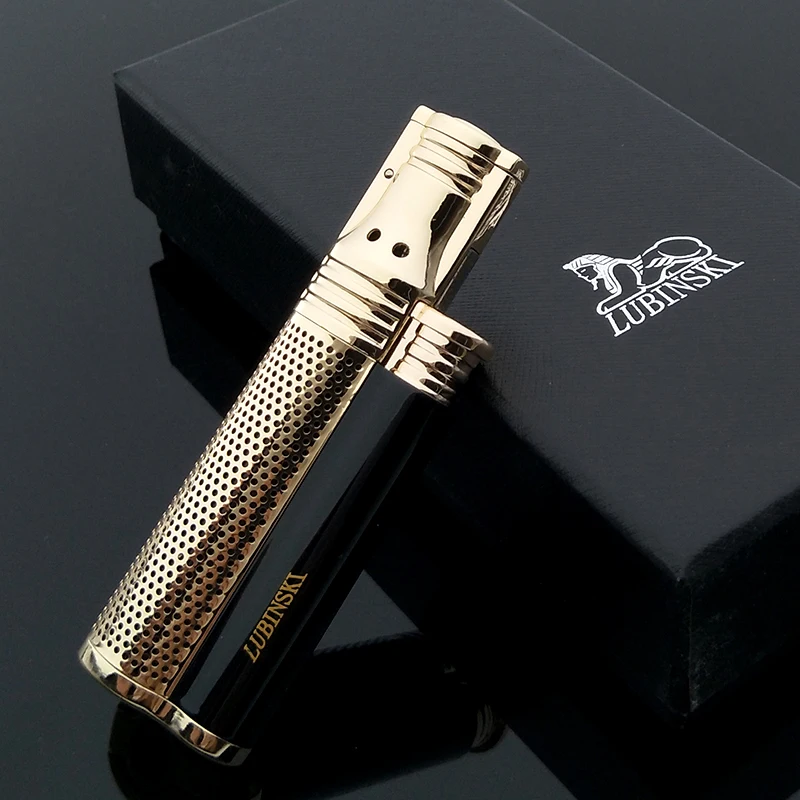

LUBINSKI Reusable Pocket Windproof Single Jet Flame Cigarette Cigar Lighter Gas Lighter, with gift box