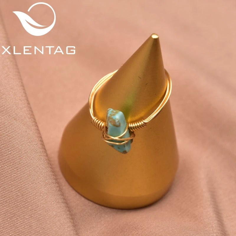 

Xlentag Irregular Geometric Turquoise Ring With Stone Women Fashion Exquisite Birthday Party Gift Jewelry GR0284C