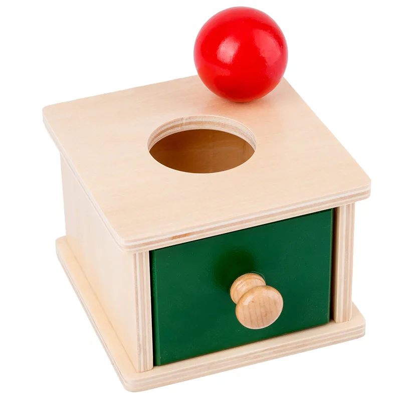 

Toddler Wood Montessori Match Permanent Ball 3 Color Box Round Rectangular Corn Box Toys for Kids Unisex Baby 12 Month Boys Girl