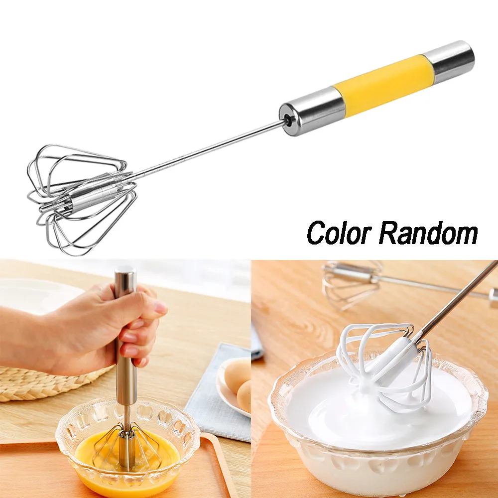 

Mixer Egg Beater Stainless Steel Semi-Automatic Whisk Hand Egg Blending Cream Stirring Manual Self Turning Home Baking Cooking