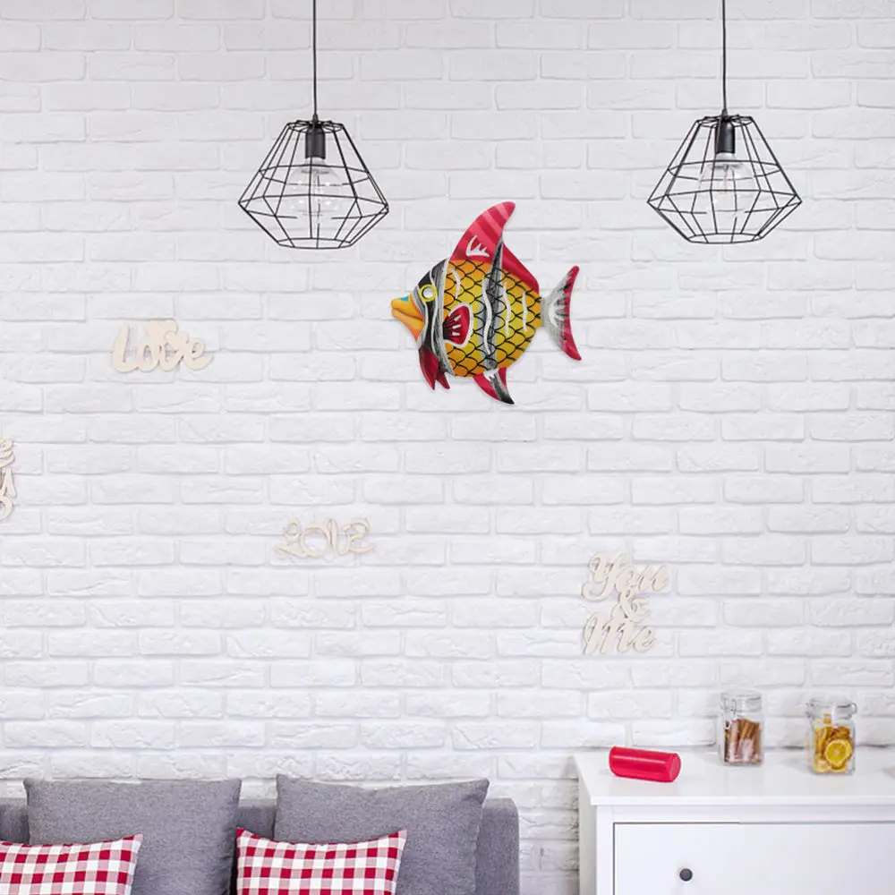 

2pcs Iron Fish Pendant Wall Art Decor Wall Hanging Decoration Home Ornament