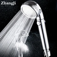 zhang ji abs electroplated finishes 3 adjustable modes water saving spa shower head high pressure bathroom handheld shower head