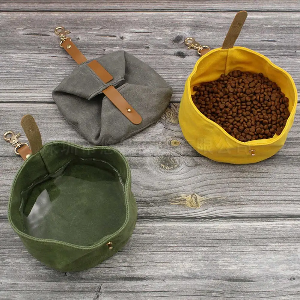 

Travel Dog Food Bowl Folding Hanging Wet Wax Canvas Dog Rice Basin Dog Bowl For Pet Cat Dog Food Water Feeder Dog Supplies