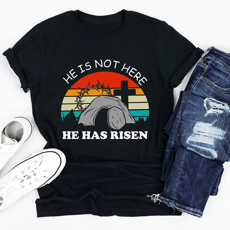 

Женская Винтажная футболка из хлопка, с надписью «он не здесь»