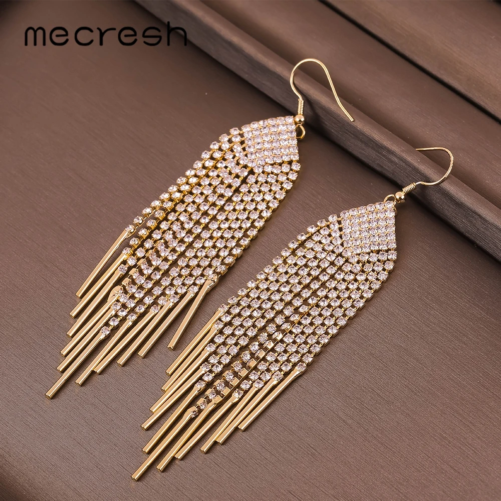 Mecresh эффектные длинные висячие серьги с бахромой и кисточками ювелирные изделия